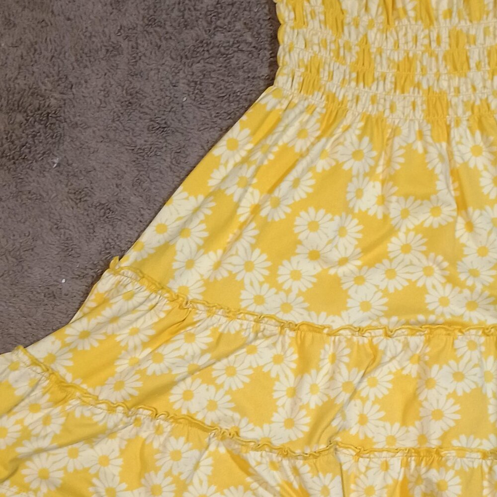 Urban Outfitters/Lizzy Mini Dress/Womens Small/Yellow/Boho Floral Smocked - Picture 5 of 9